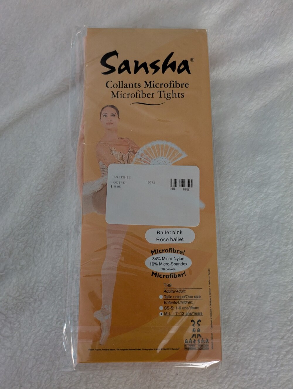 🆕 NWT NIB Sansha ballet pink footed tights youth M/L (7-12 yo)